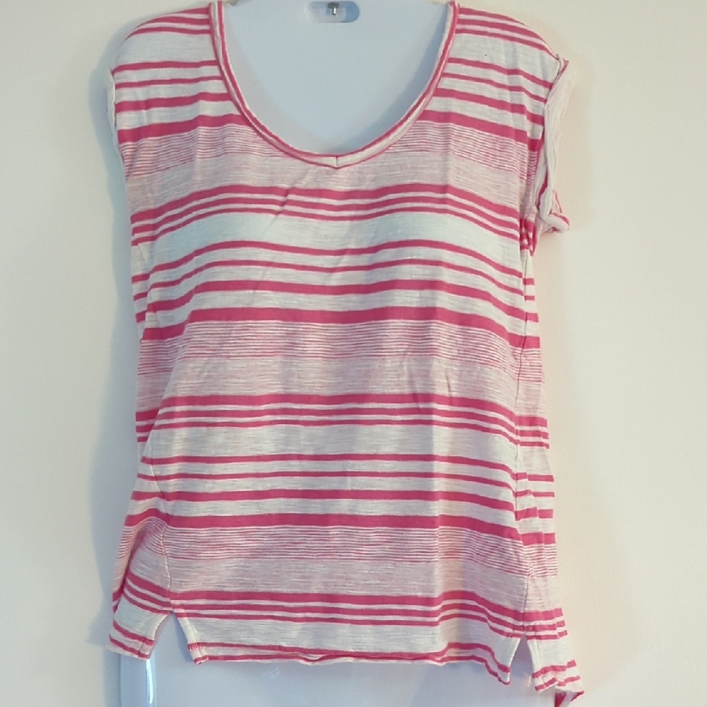 Casual Pink and White Striped Women's Tee By GAP